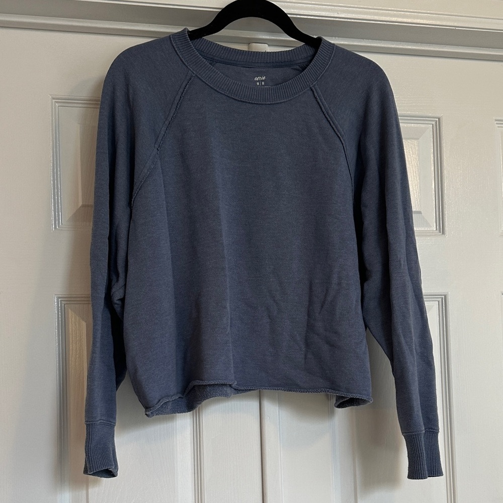 Aerie Slate Blue Crew Neck Sweater